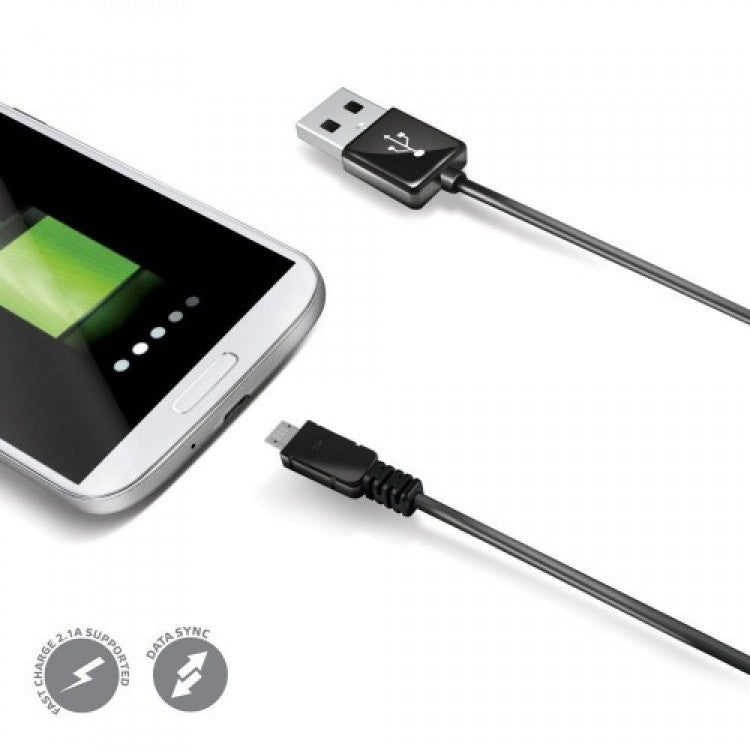 Celly Charge&Sync USB Kabel Micro USB 2m - Zwart Top Merken Winkel